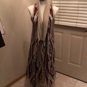 Red and blue sleeveless jacket